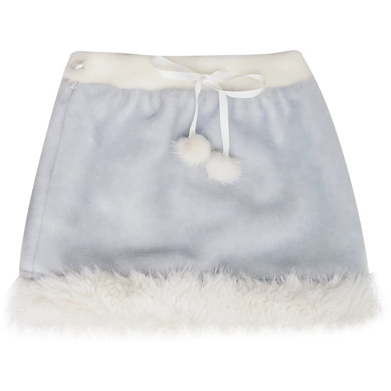 Plush Pom-Pom Short Skirt