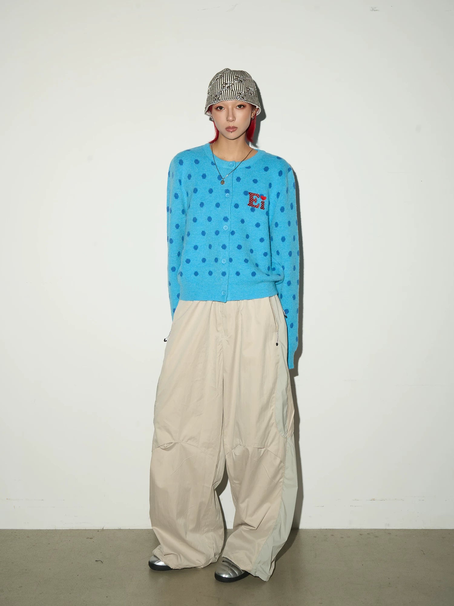 Oversize Nylon Hooded Jacket & Panel Wide Leg Pants Setup