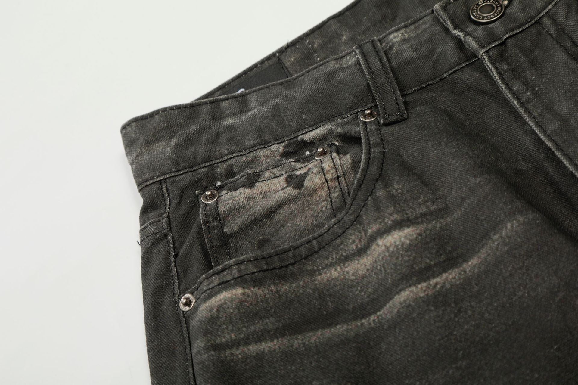 Washed Fade Whisker Wide Leg Straight Denim Jeans