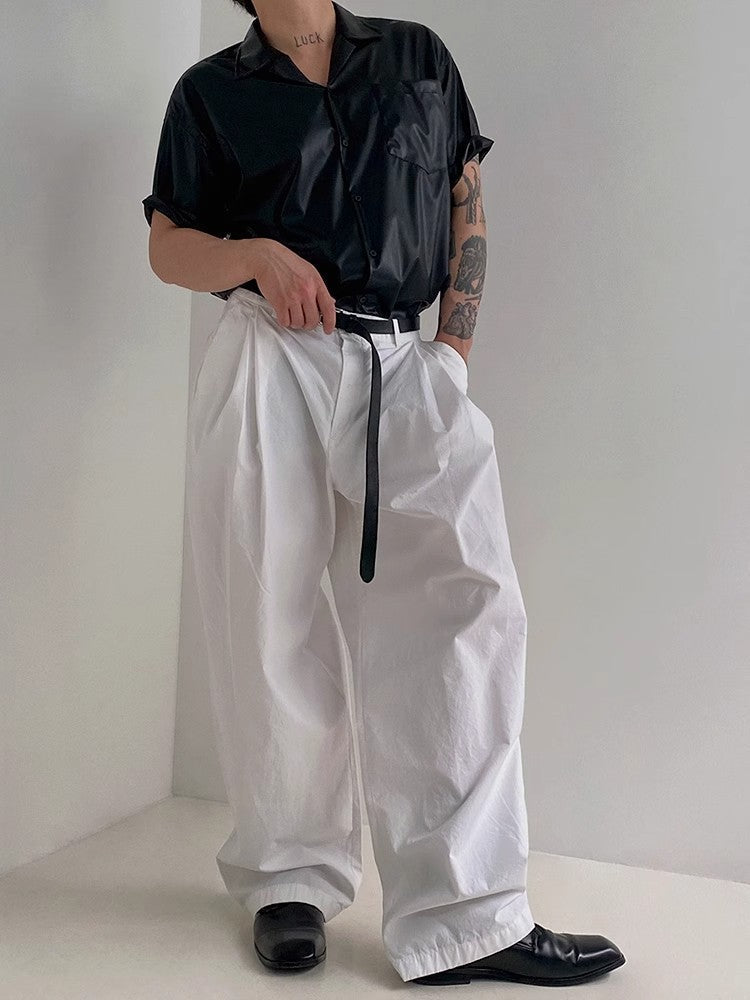 PU Leather Short Sleeve Shirt