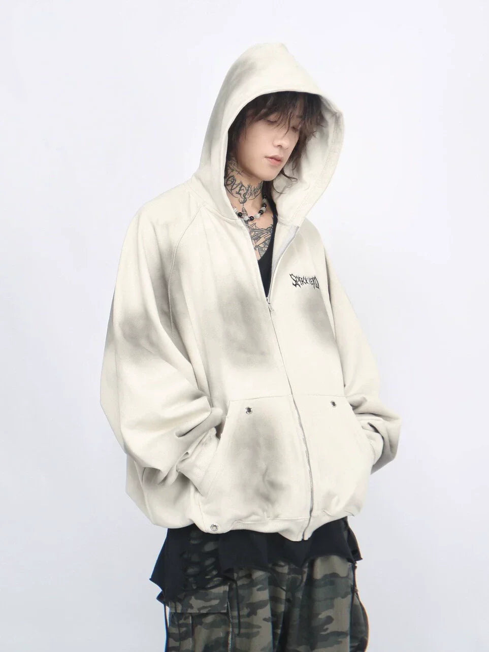 Patchwork Oversize Zipper Hoodie
