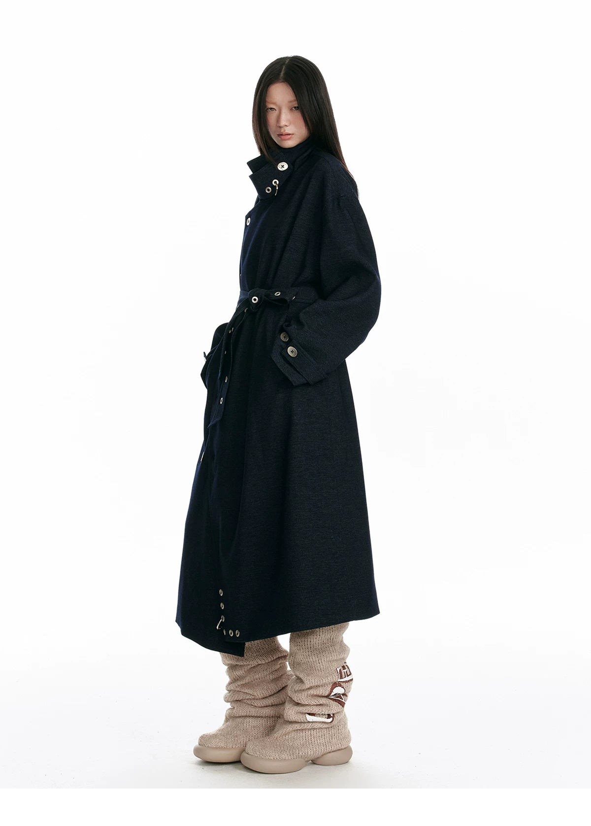 Double-Breasted Large Lapel Long Coat