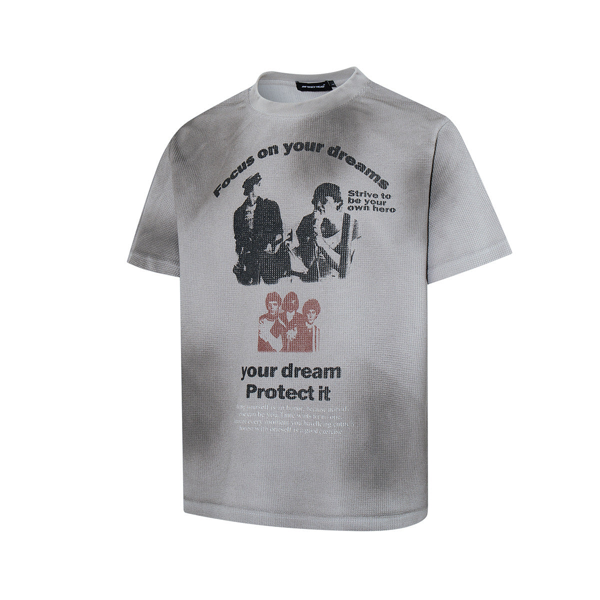 Waffle Figure Graphic Letter Print Short Sleeve T-Shirt
