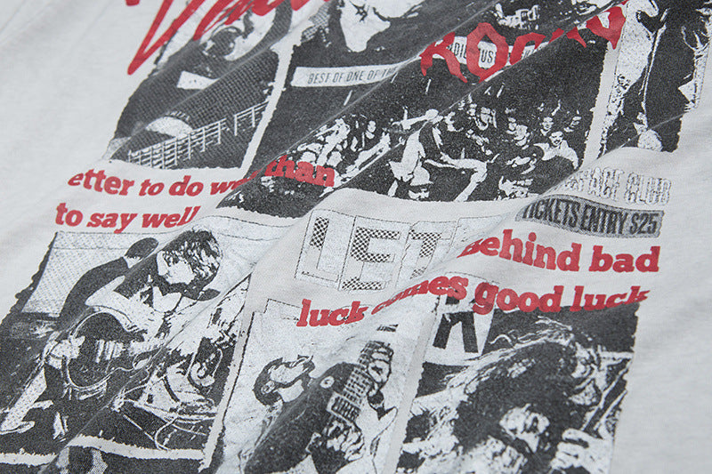 Washed Rock Band Print Short Sleeve T-Shirt