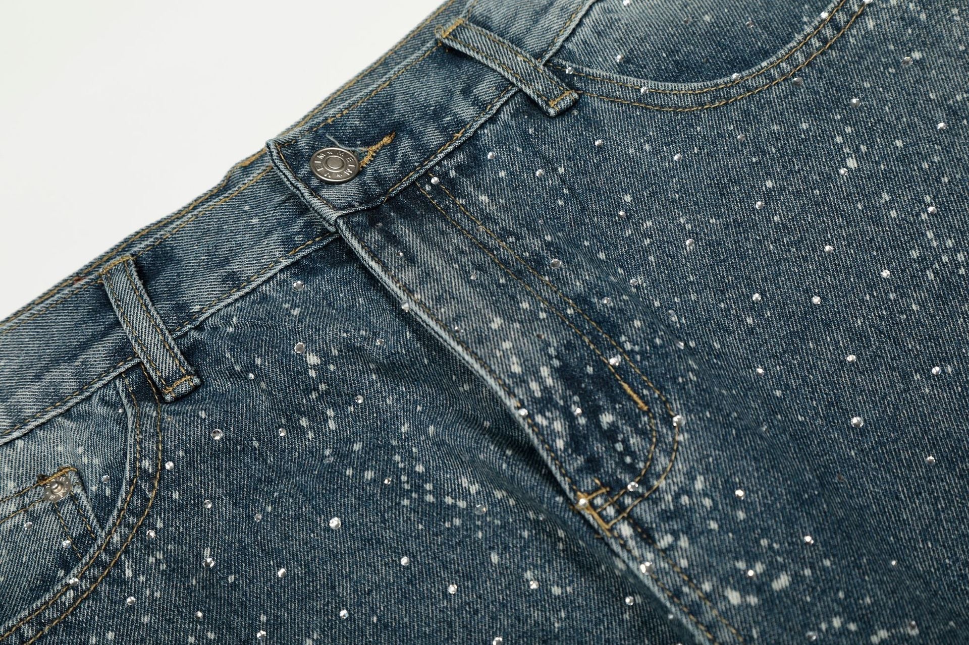 Paint Splatter Washed Wide Leg Denim Jeans