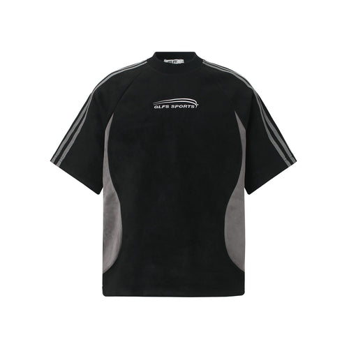 Sporty Stripe Raglan Short Sleeve T-Shirt - Black / M