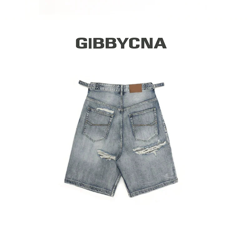 Damage Wide Leg Short Denim Jeans