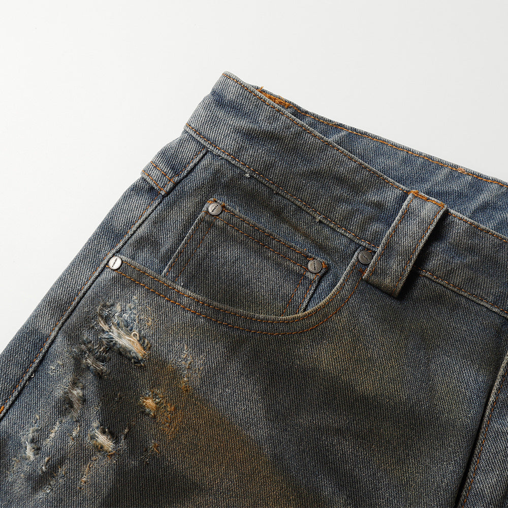 Wasteland Distressed Dirty denim Jort