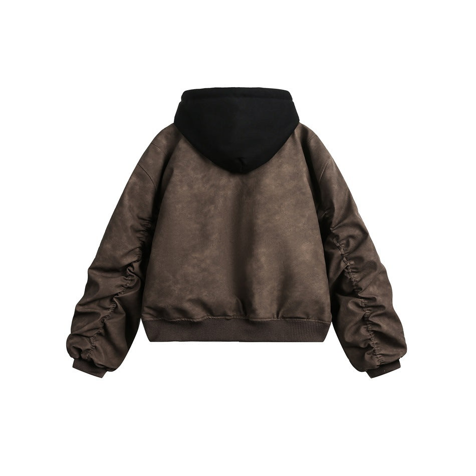 Chaqueta de vuelo unisex vintage de dos piezas con capucha