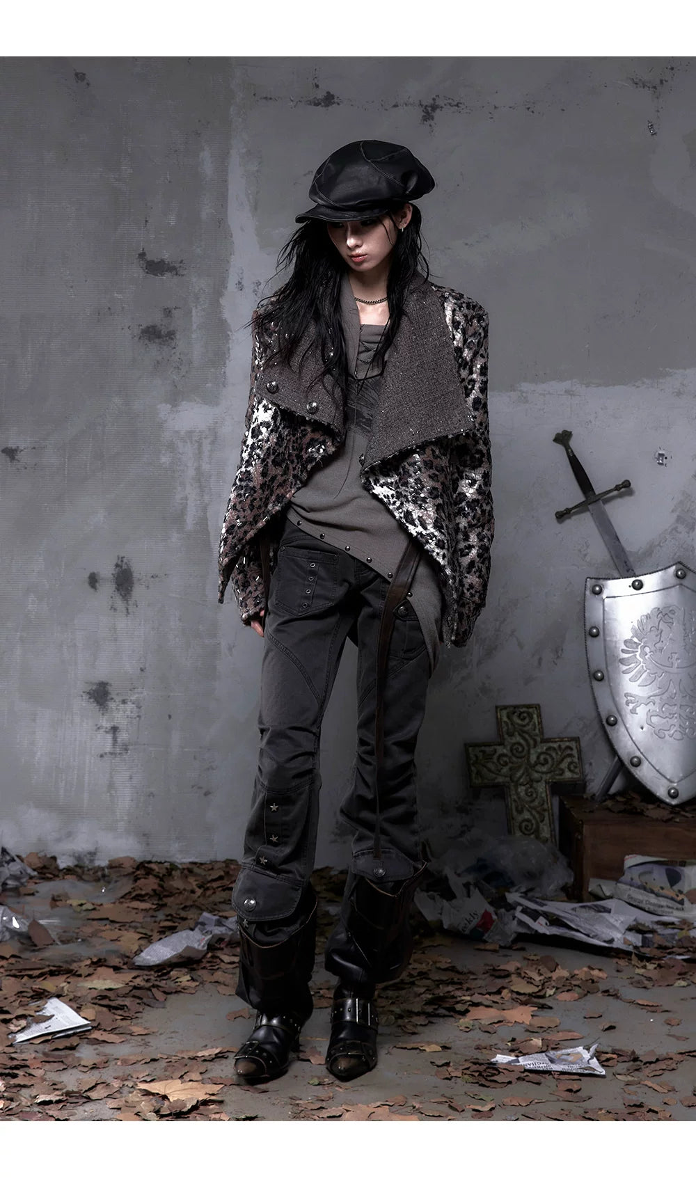 Wrinkle Washed Flare Suede Pants