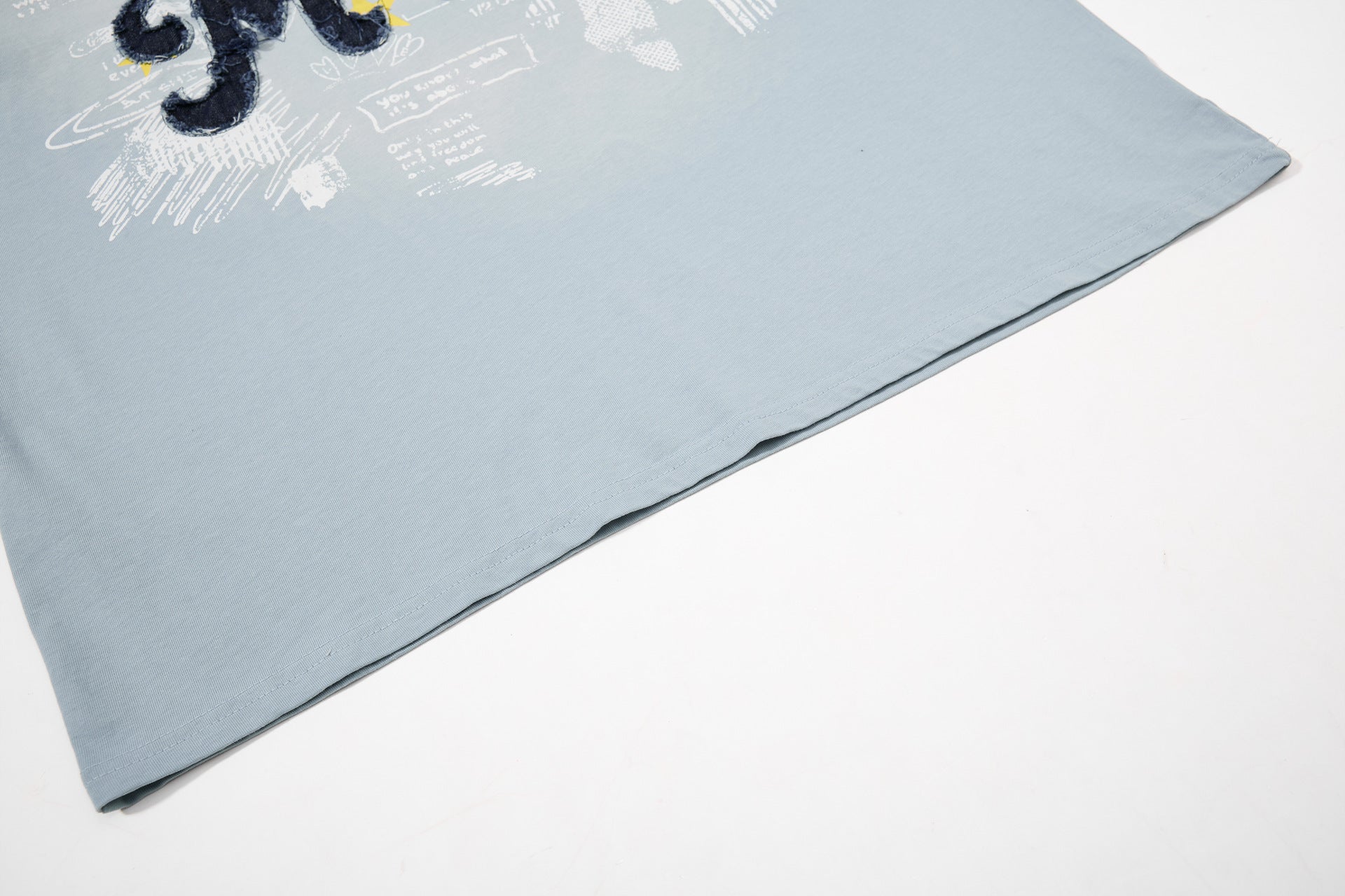 Star Applique Embroidery Washed Short Sleeve T-Shirt