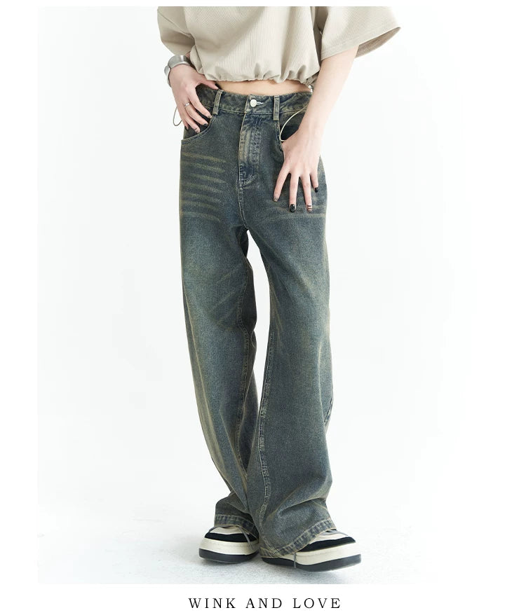 Washed Wide-Leg Denim Jeans