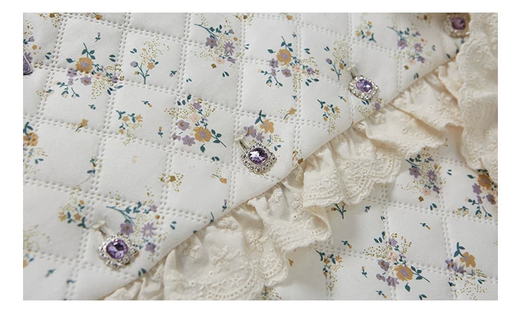 Lace Quilted Cotton Jacket & Short Skirt Setup