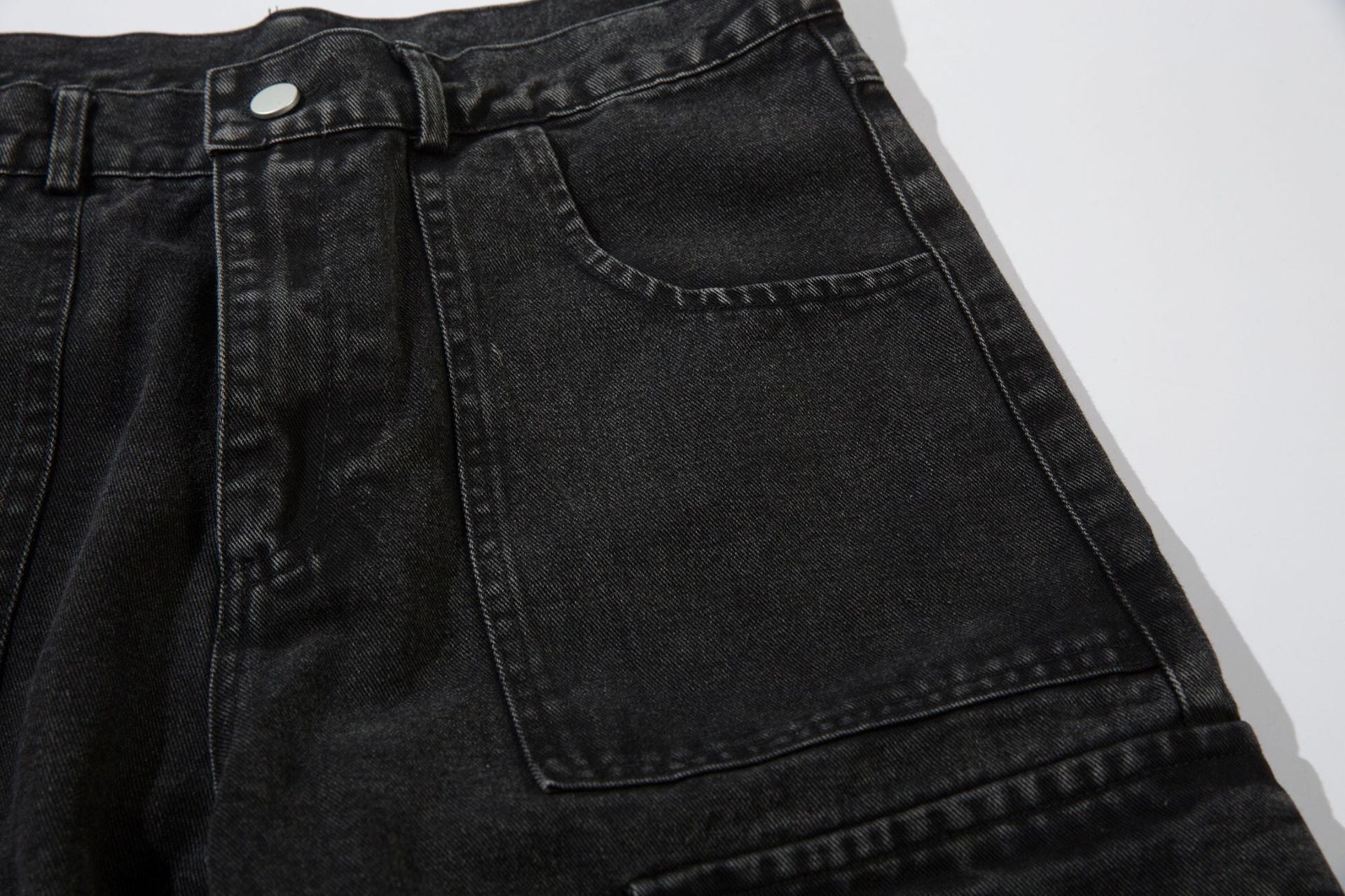 Washed Eyelet Cargo Denim Jeans