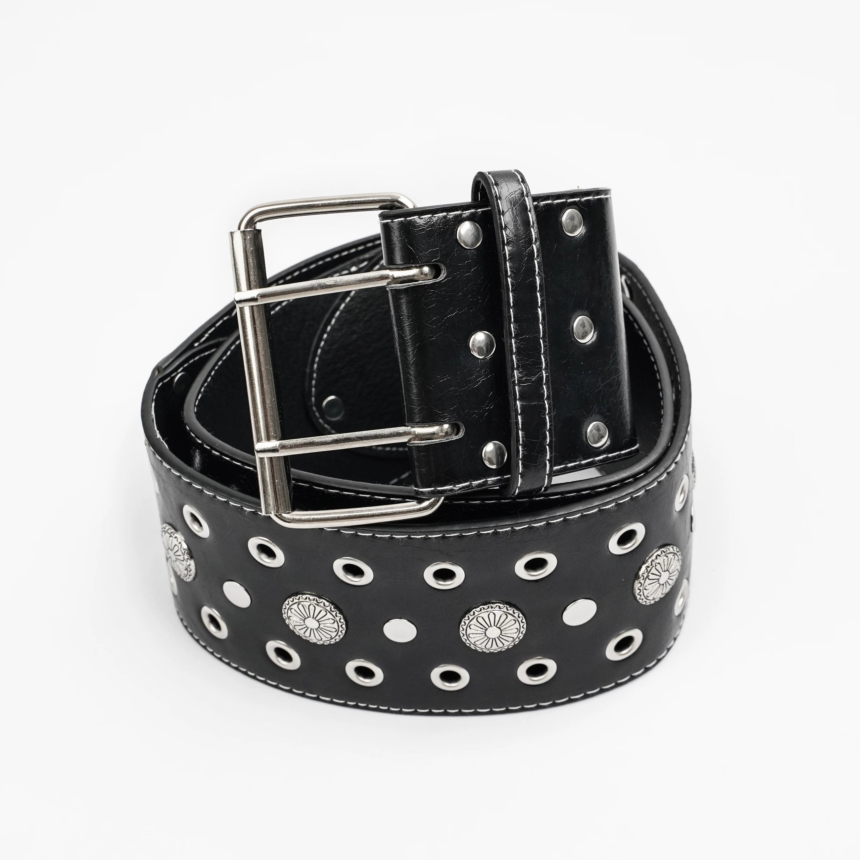 PU Leather Studs Metal Buckle Belt