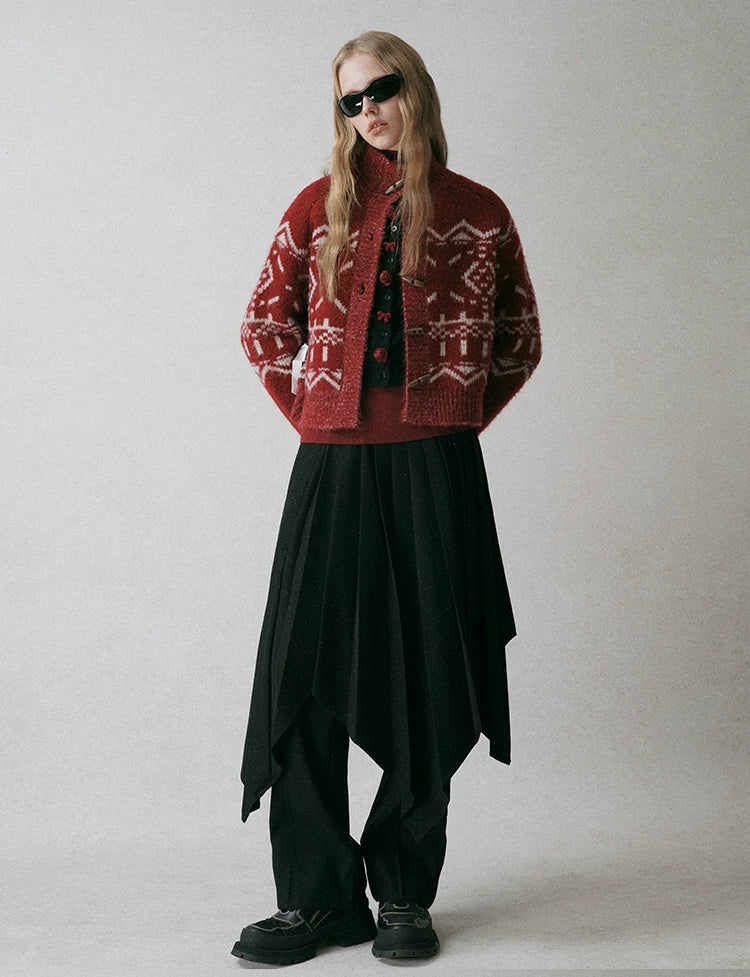 Fair Isle Jacquard Knit Cardigan