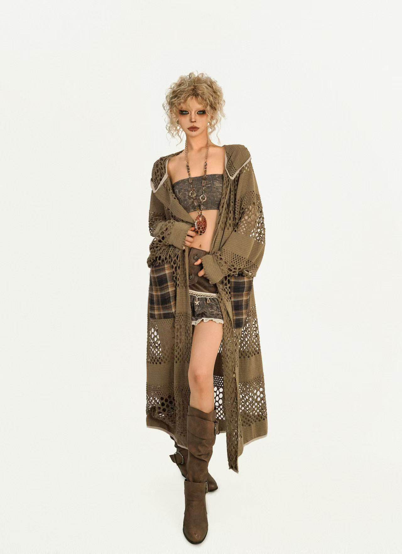 Fake Fur Collar Oversize Knit Coat