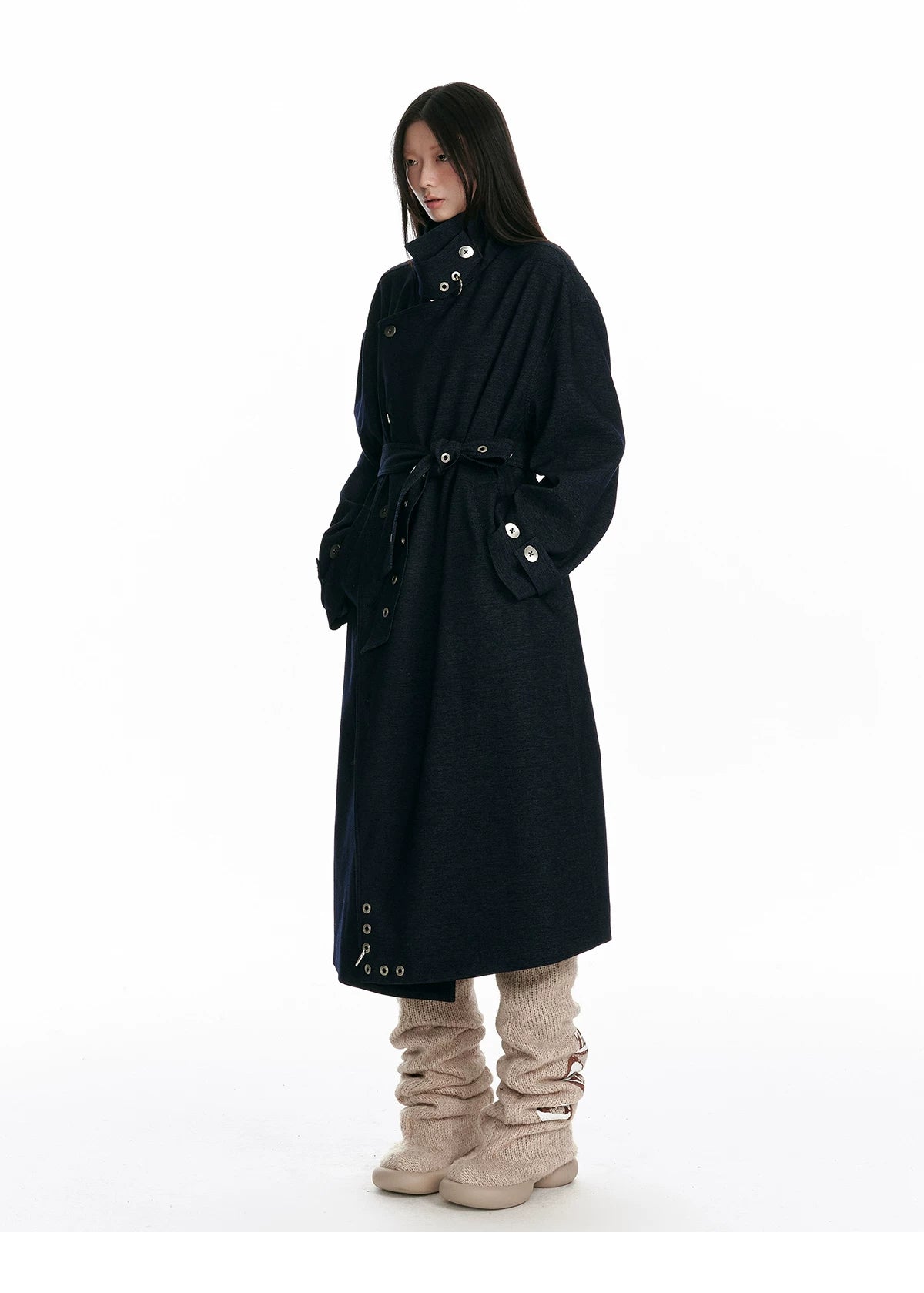 Double-Breasted Large Lapel Long Coat