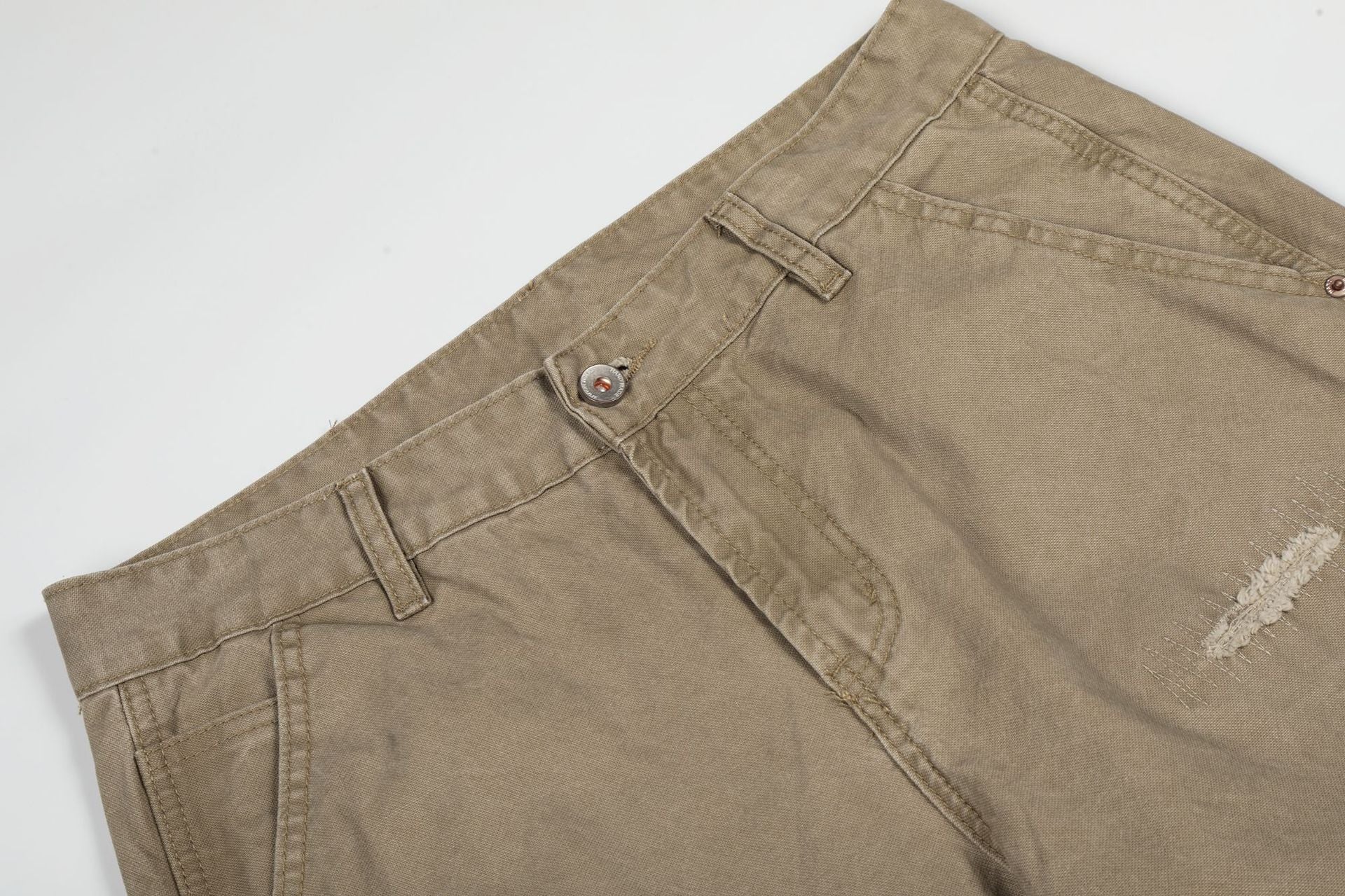 Damage Patchwork Wide Leg Cargo Pants