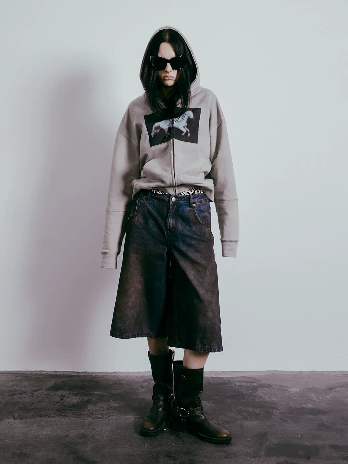 Heavy Duty Washed Half Denim Jeans