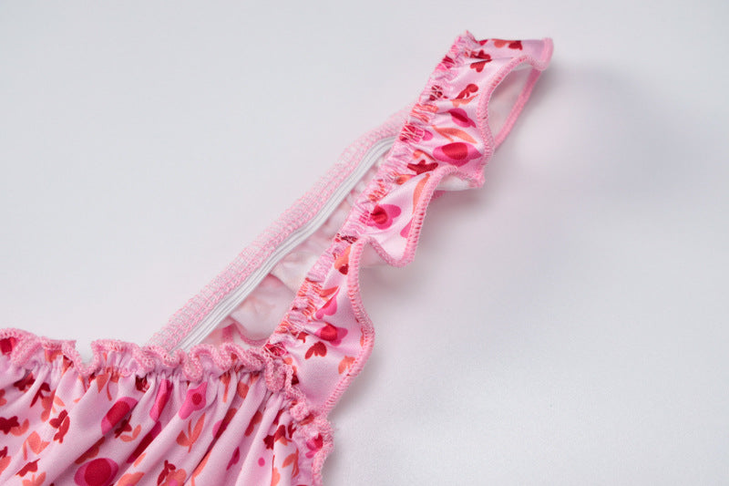 Pink Bohemian Floral Suspender Dress