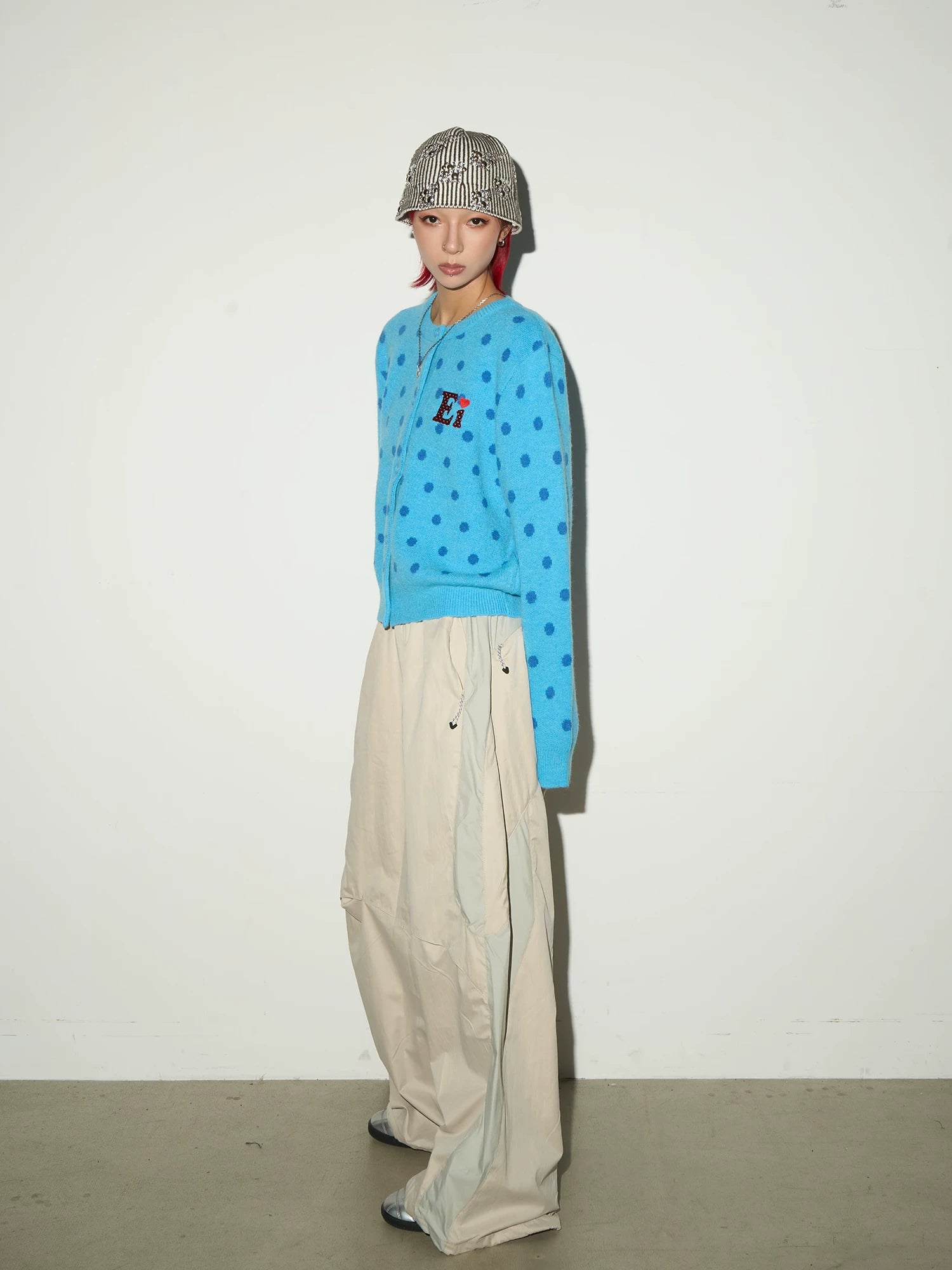 Oversize Nylon Hooded Jacket & Panel Wide Leg Pants Setup
