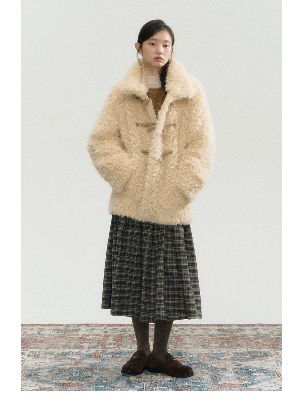 Fake Fur Turn-Down Collar Jacket