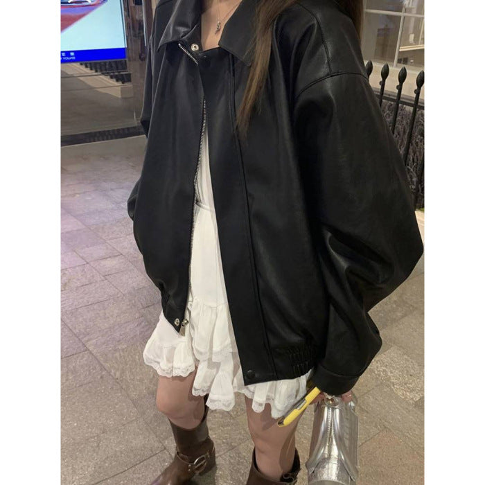 High-End Casual Loose Leather Jacket