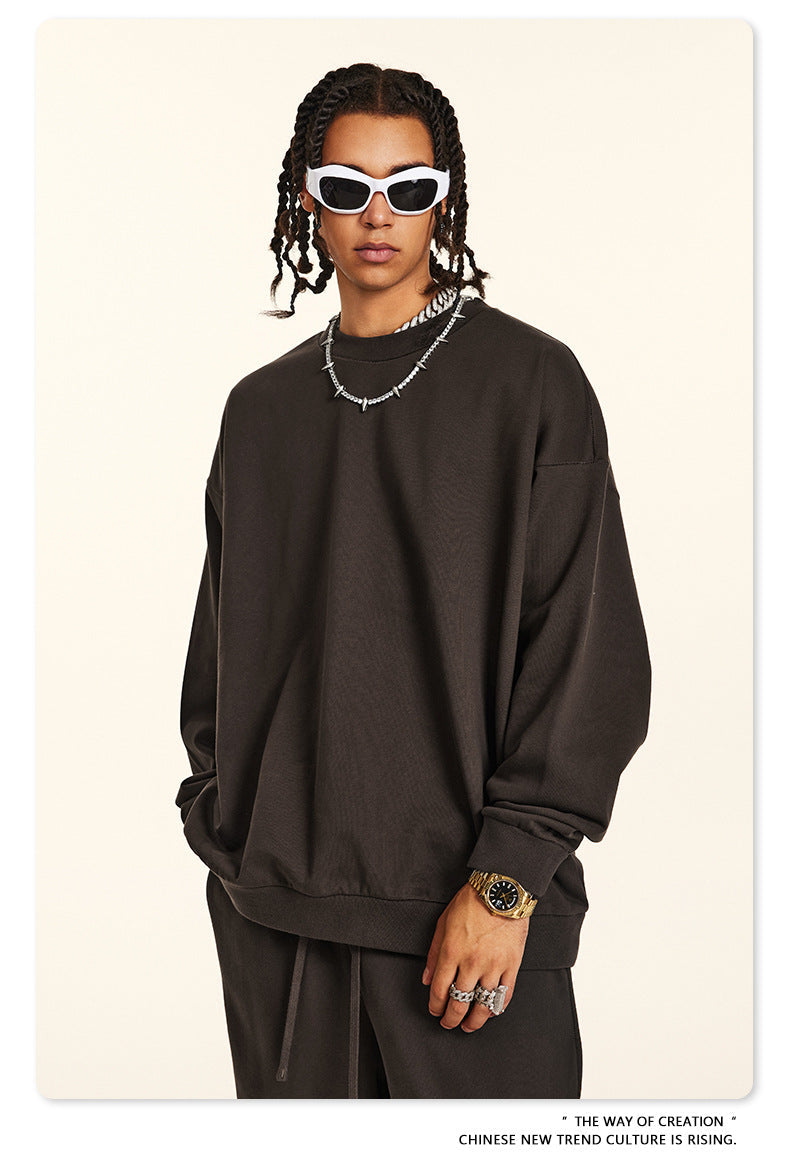 Oversize Heavyweight Basic Round Neck Sweatshirt