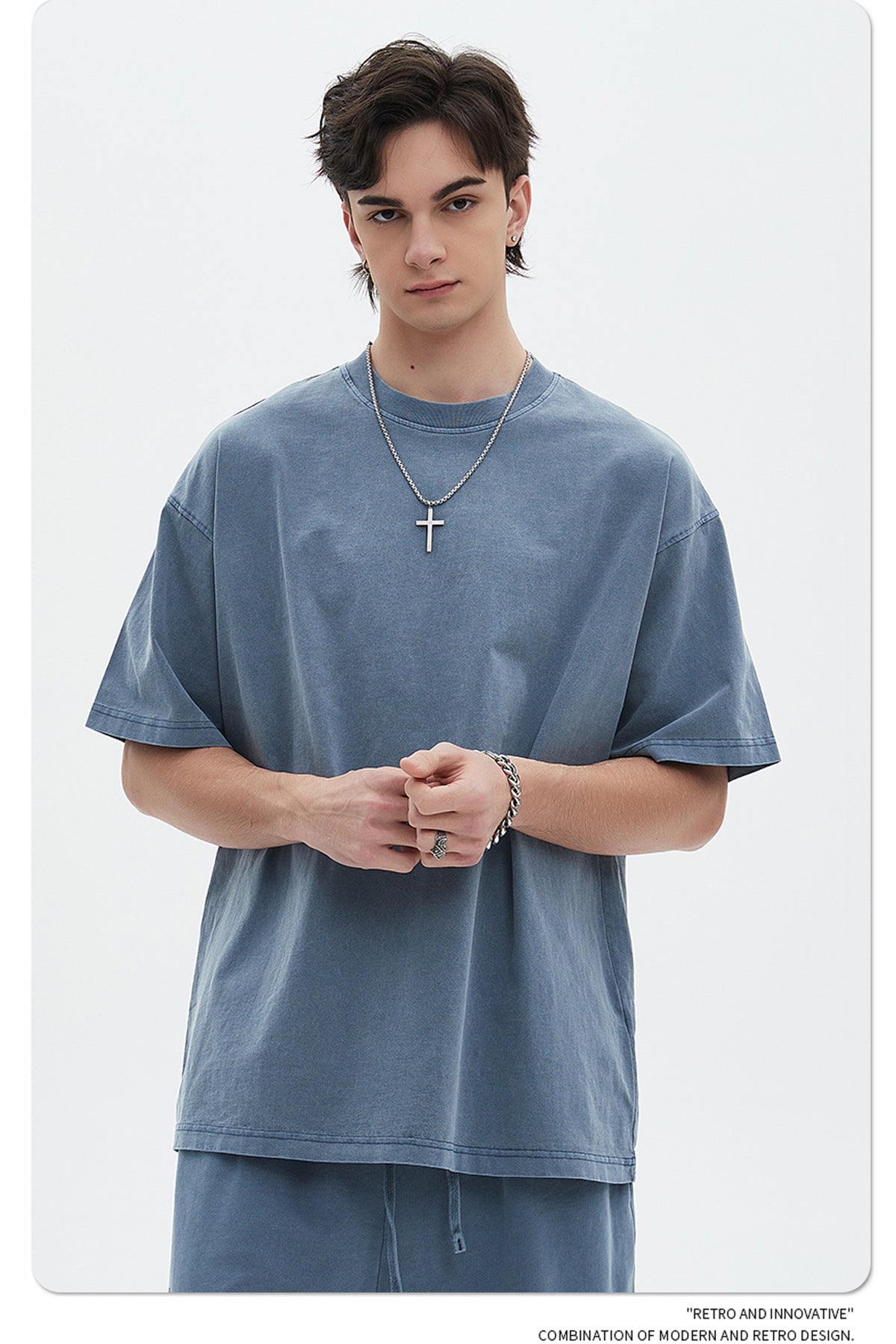 Oversize Washed Short-sleeve-T-shirt & Washed Short Sweatpants Setup
