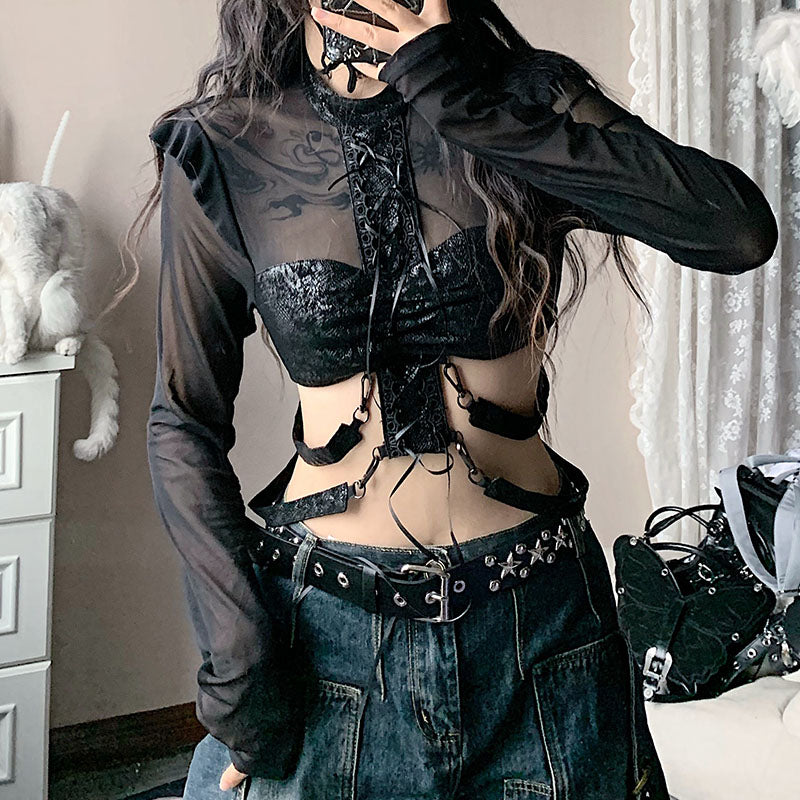 Sheer Mesh Short Blouse