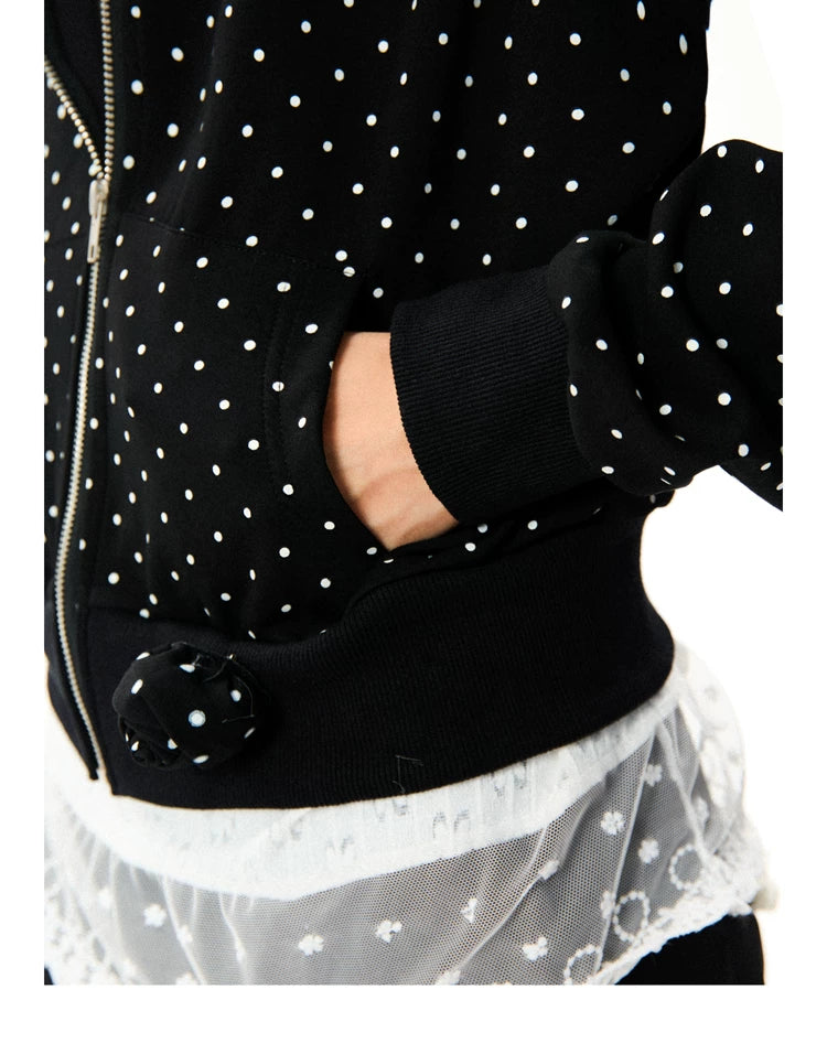 Polka Dot Zipper Hoodie