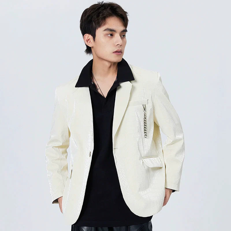 Oversize Crocodile PU Leather Jacket