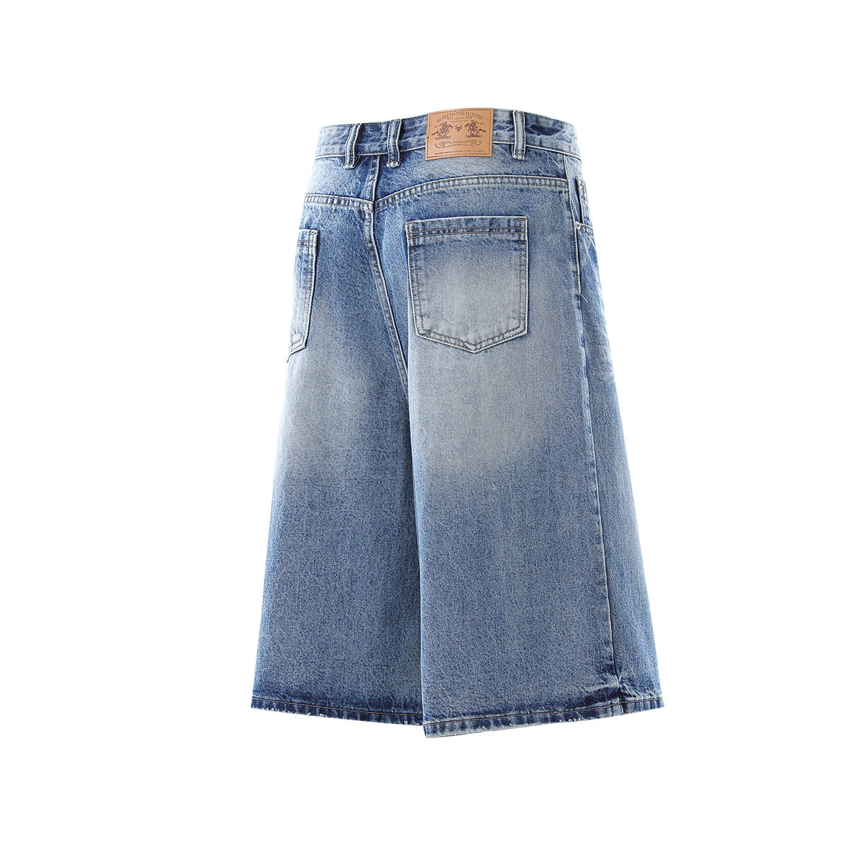 Washed Whisker Wide Leg Curved Jort