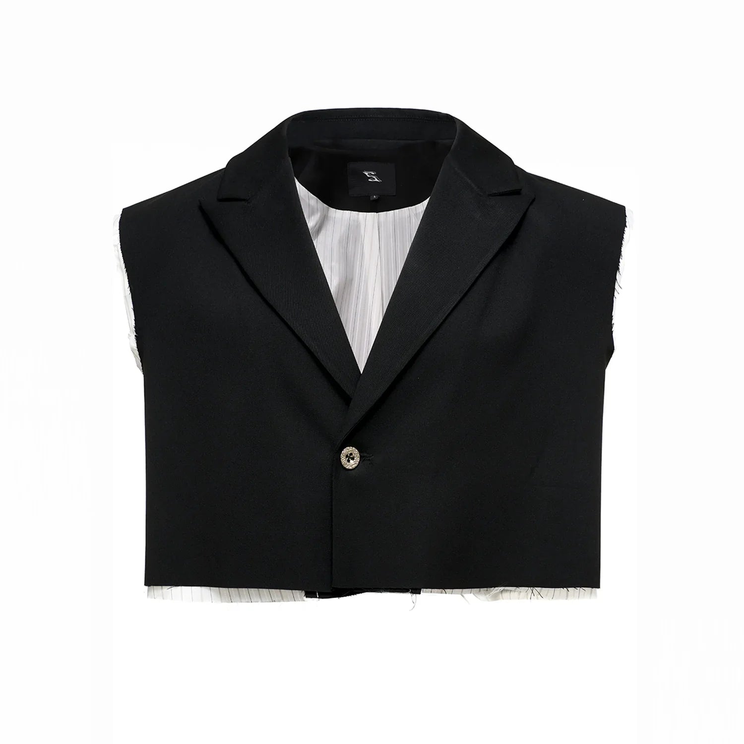 Frayed Hem Sleeveless Tailored Jacket & Short Setup