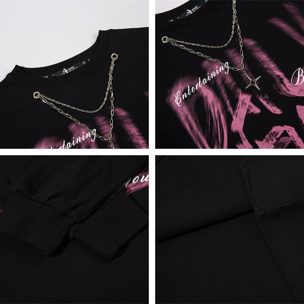 Necklace Letter Graffiti Fleece Sweatshirt
