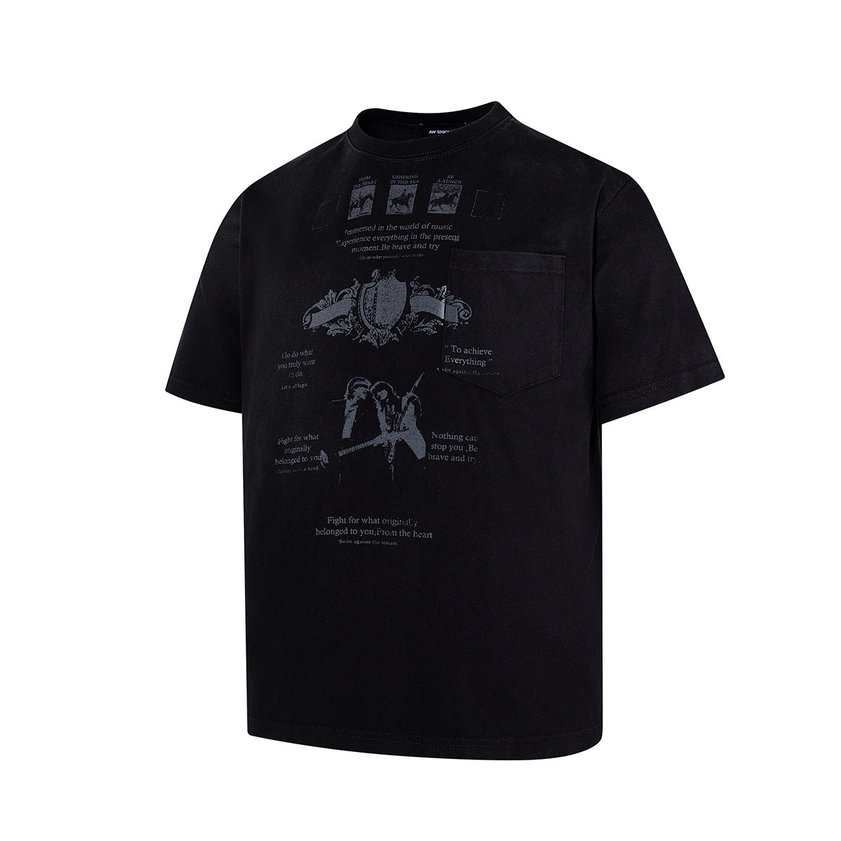 Graphic Print Pocket Design Short Sleeve T-Shirt