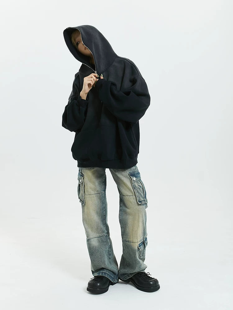 Gradient Half Zip Oversize Hoodie