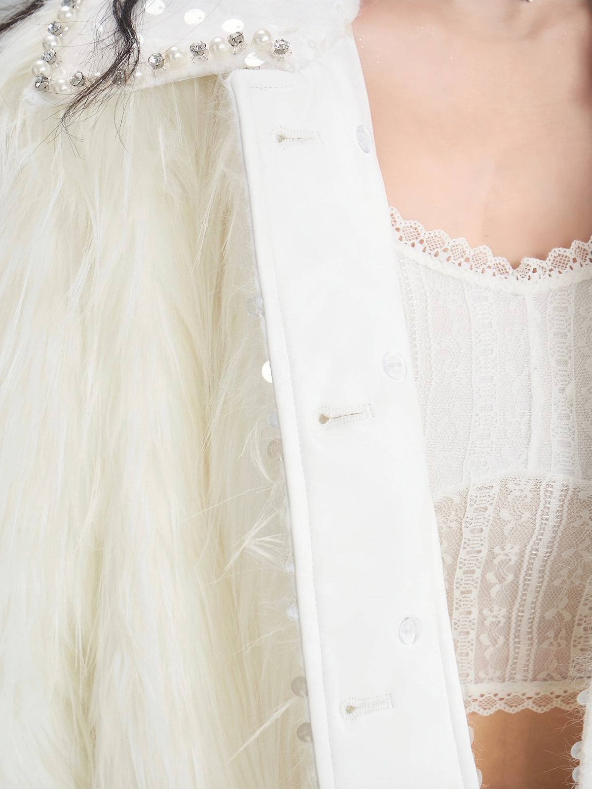 Eco Fur Warm Jacket & Short Skirt & Long Skirt Setup