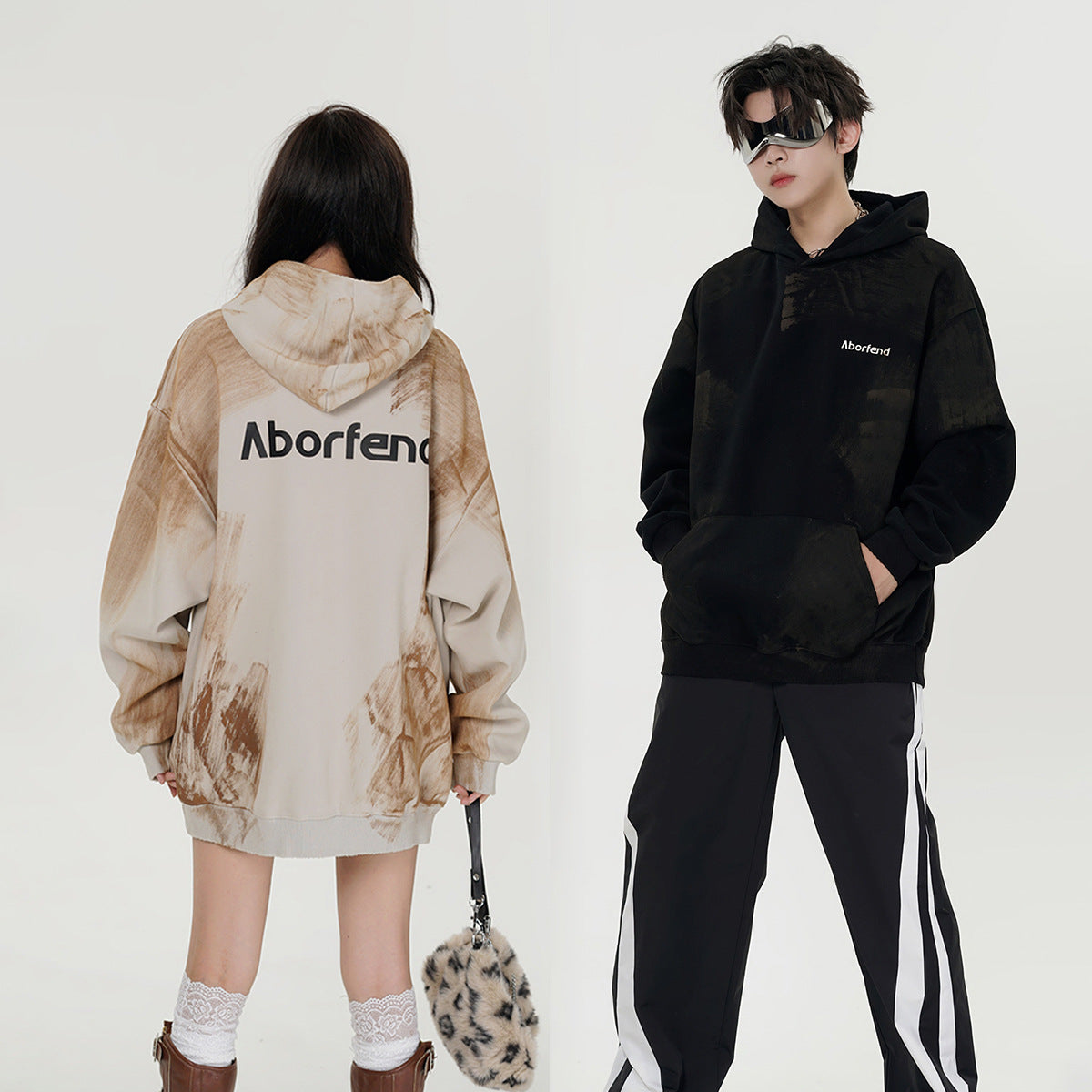 Retro Paint Brushed Printed Hoodie