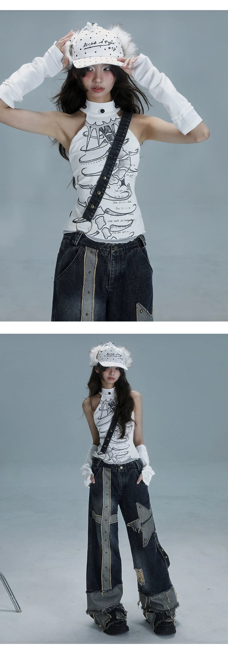 Print Halter Neck Slimming Tank Top