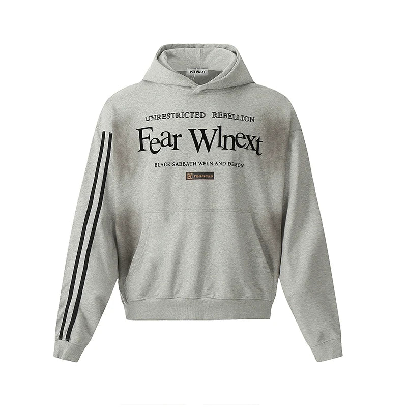 Felpa con cappuccio oversize con stampa di lettere lavate