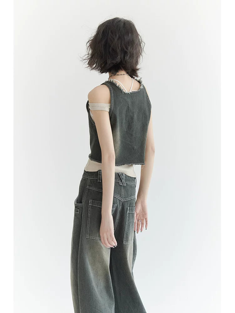 Wide-Leg Buggy Denim Jeans