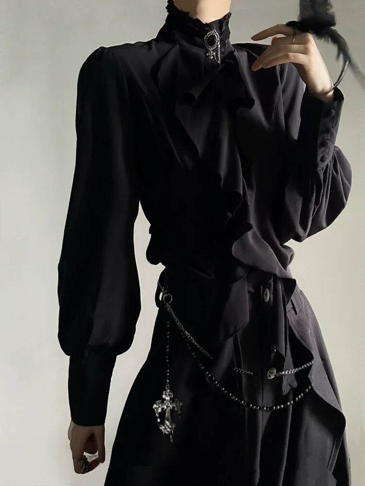 Ruffles Design Long Sleeve Shirt