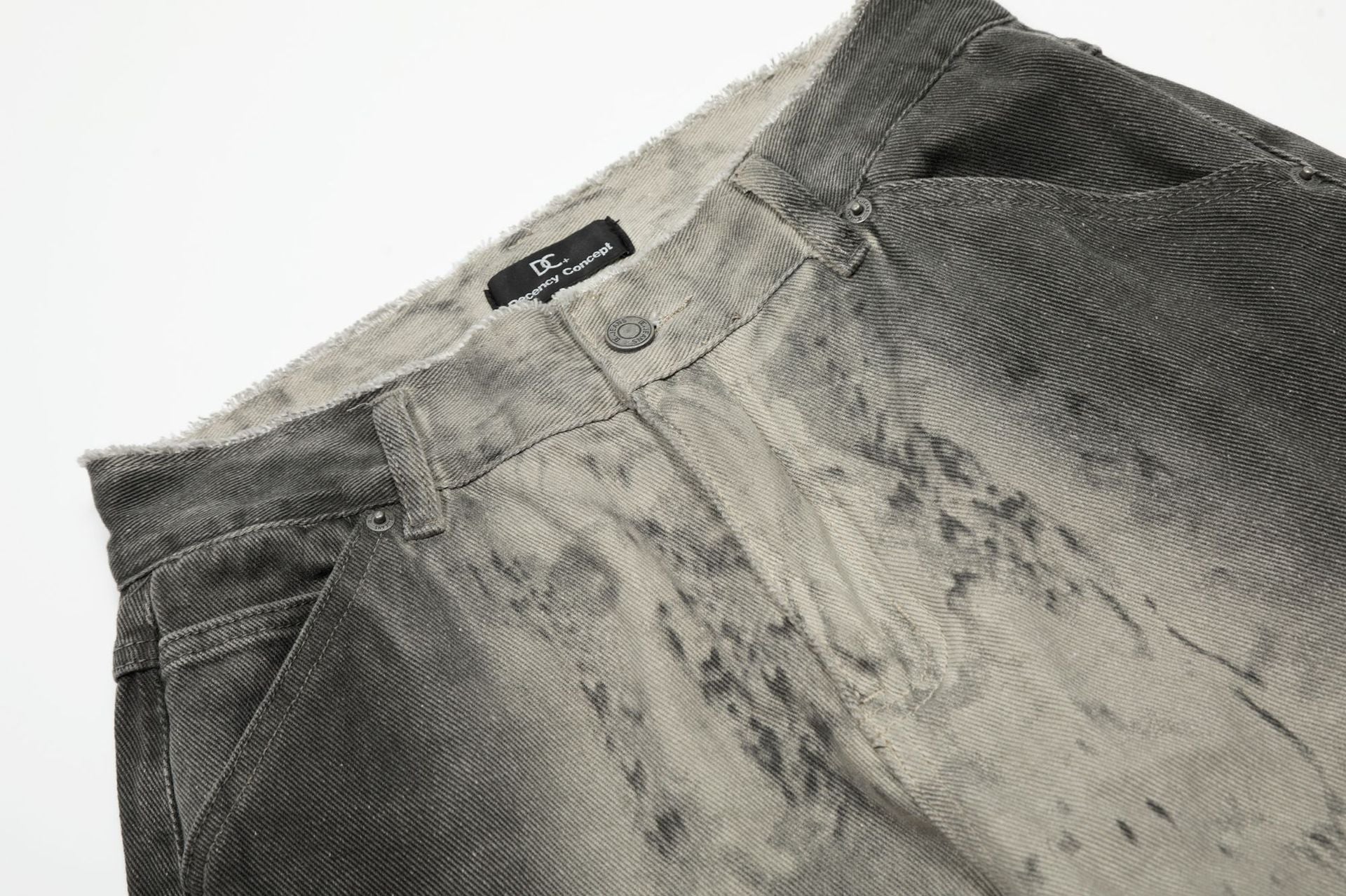Paint Washed Wide Leg Denim Jeans