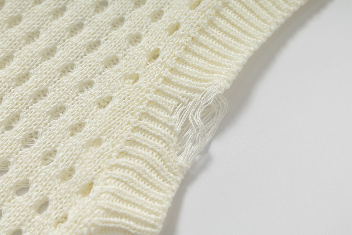 Mesh Damage Design Knit Vest