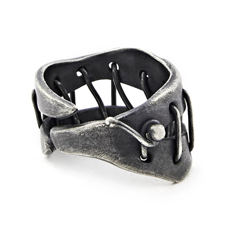 Dark Heavy Strap Silver Ring