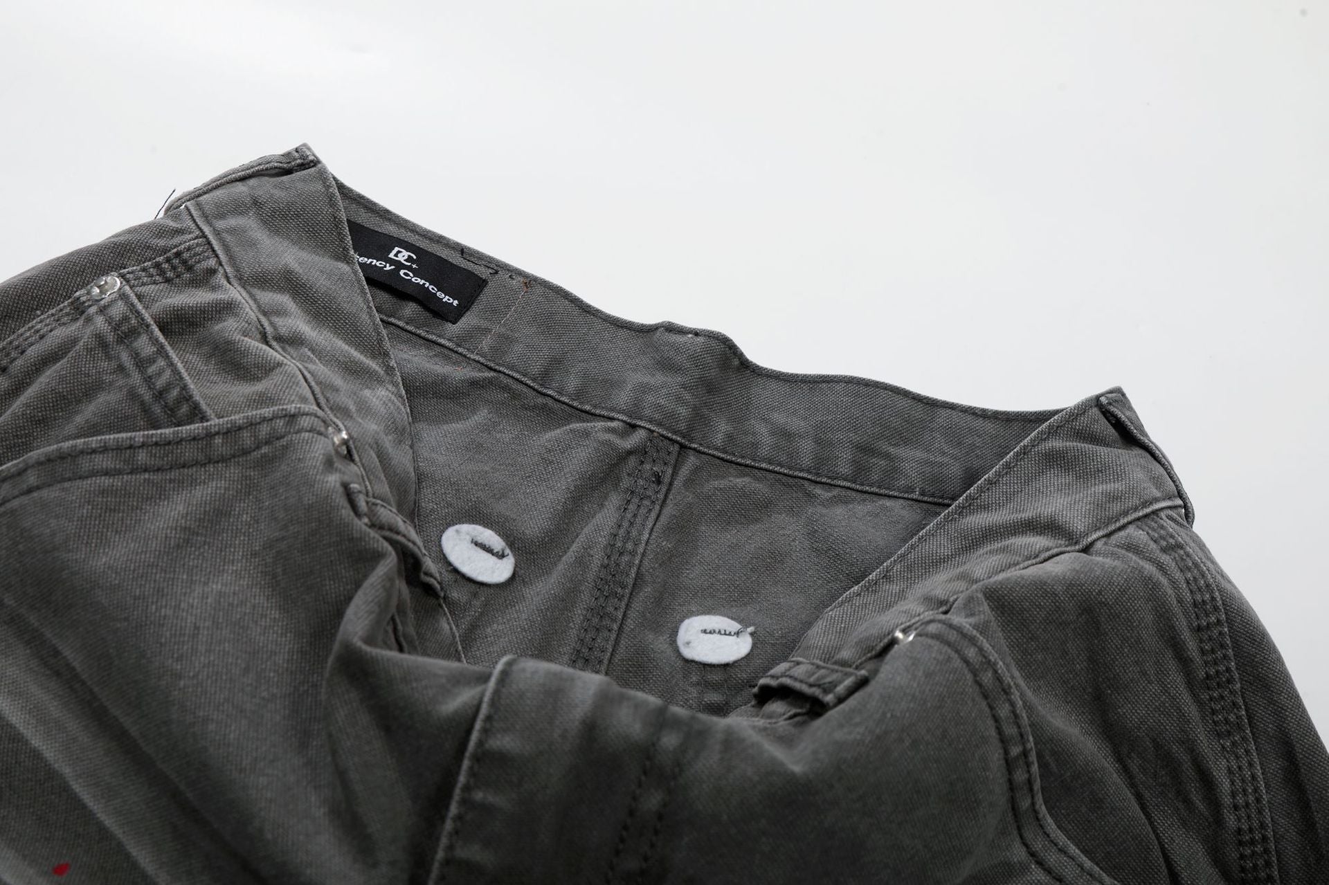 Whisker Ink Splash Curved Wide Leg Denim Jeans