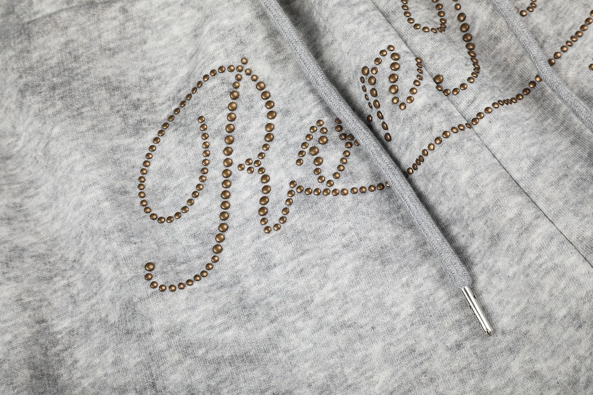 Leopard Print Curved Studs Wide Leg Sweatpants