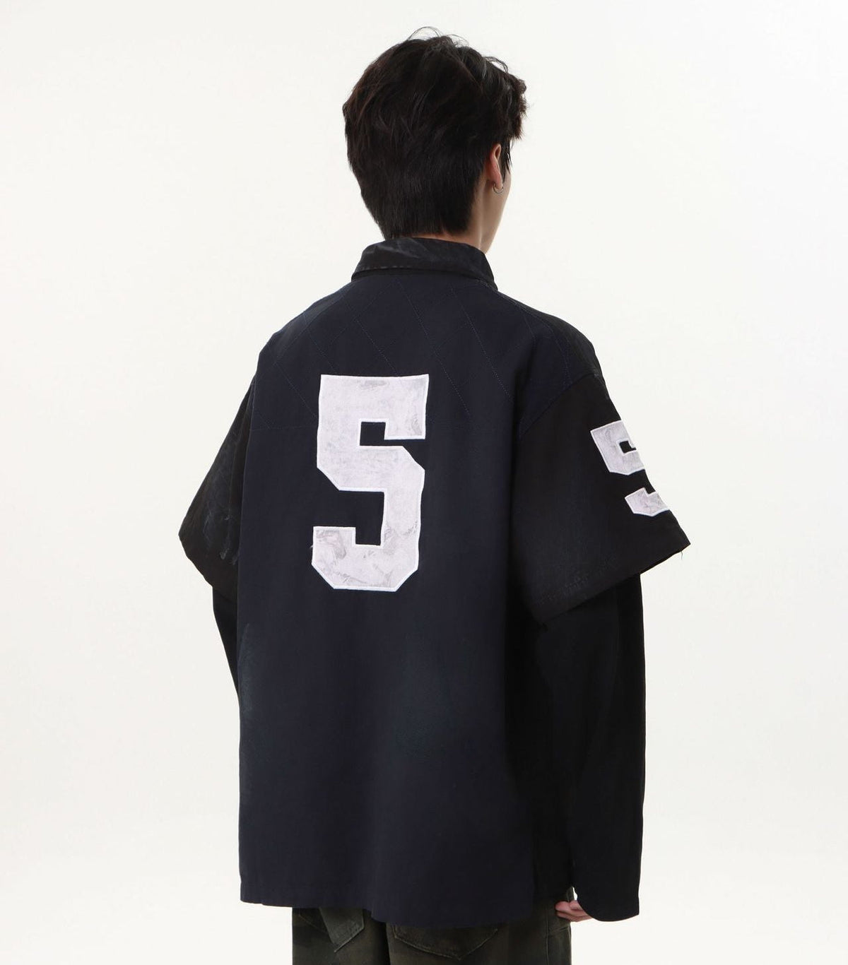 Dirty Washed Fake Layered Long Sleeve T-Shirt